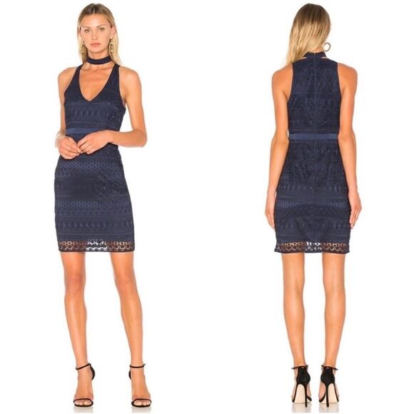 NWT Revolve Likely Navy Lace Drew Sleeveless V-Neck Choker Mini Dress, Size 4 - Picture 4 of 16